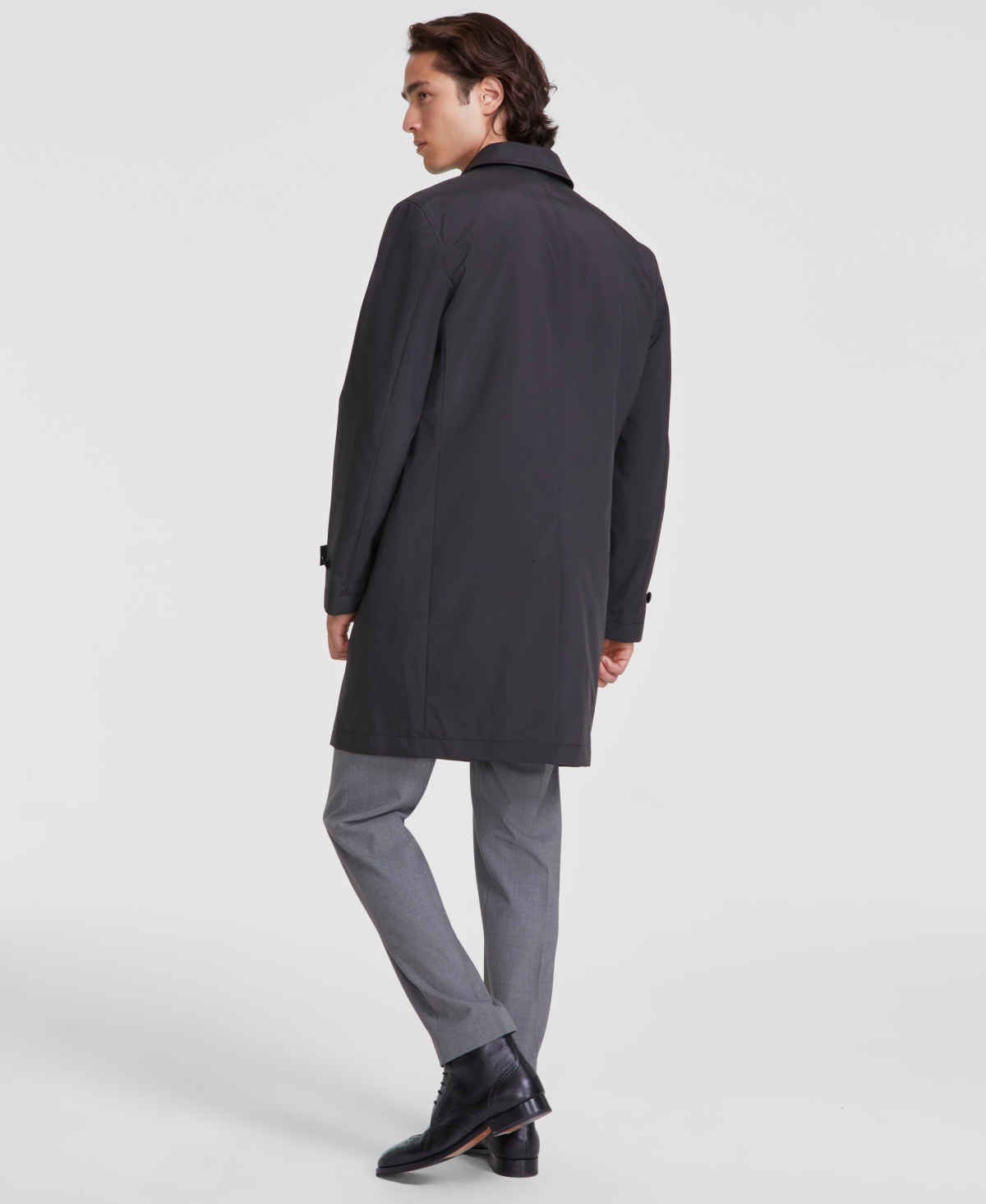 Calvin Klein Men's Solid Black Overcoat In Black