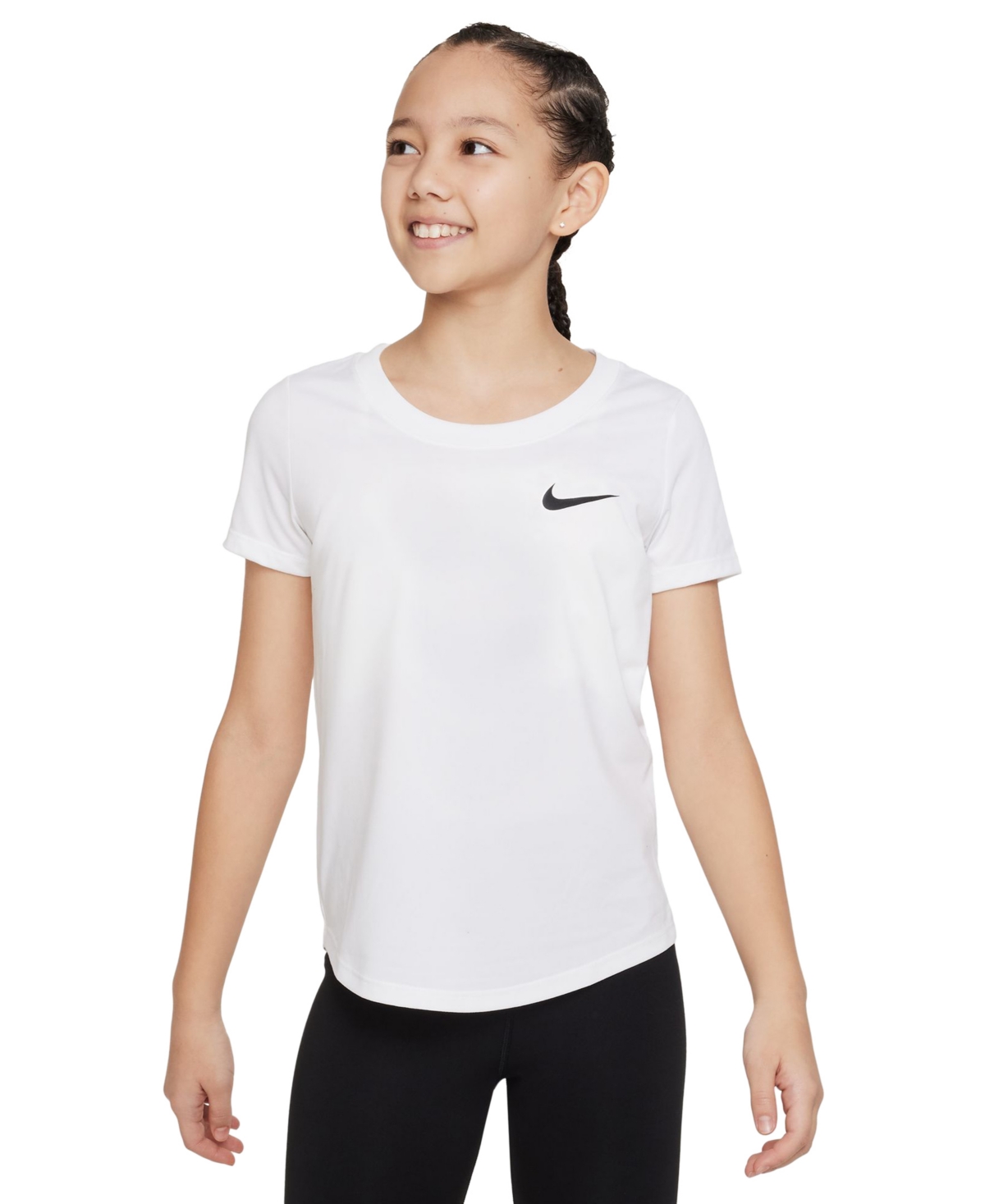 Nike Kids' Girls Dri-fit Training T-shirt In White,black