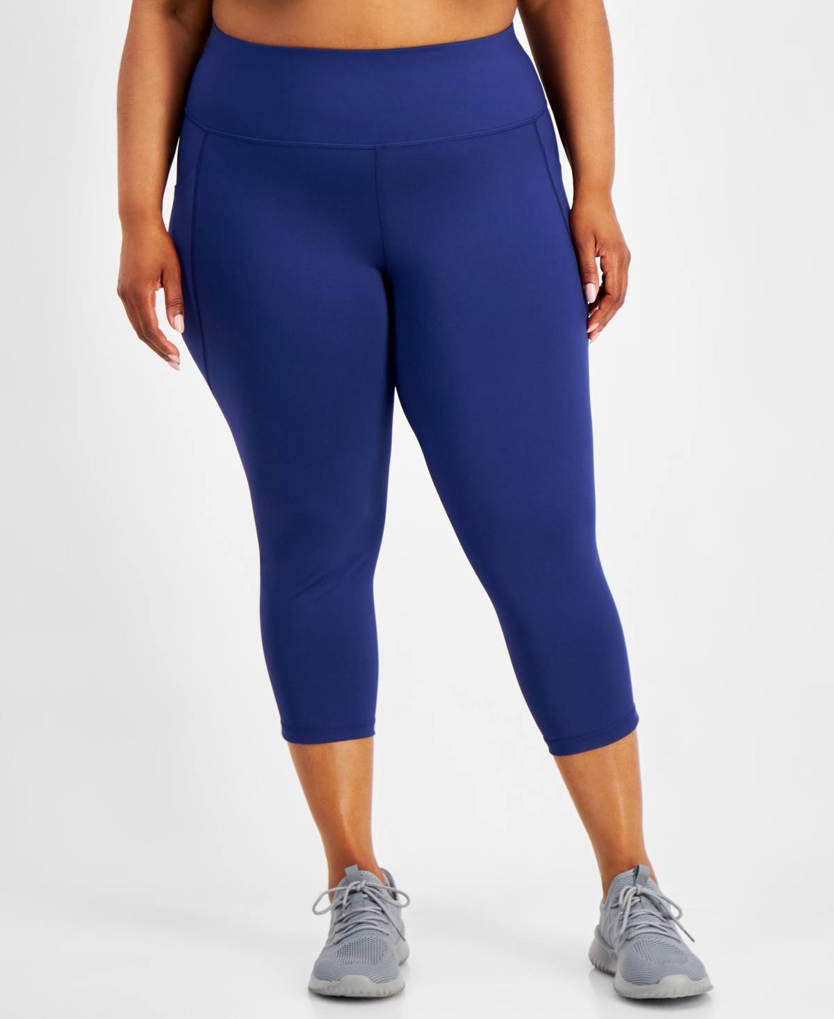 Plus Size Compression Cropped Leggings, Created for Macy's - Tartan Blue