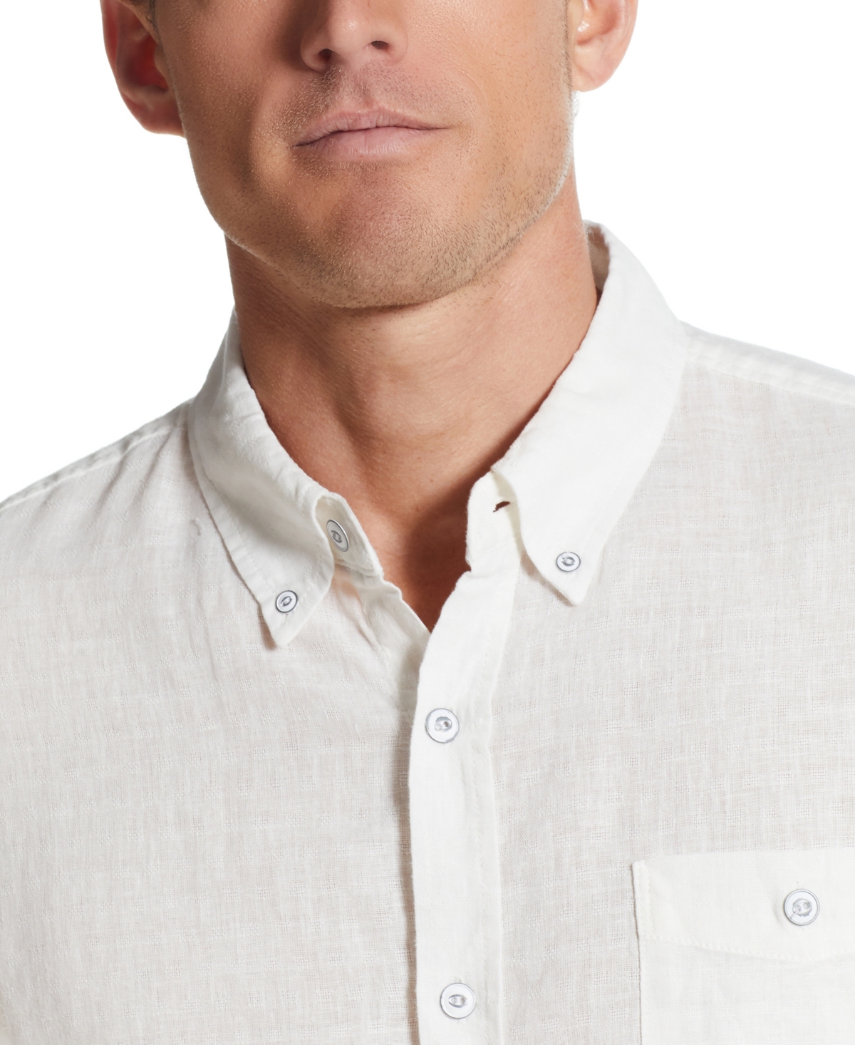 Shop Weatherproof Vintage Men's Short Sleeve Solid Linen Cotton Shirt In Cornsilk