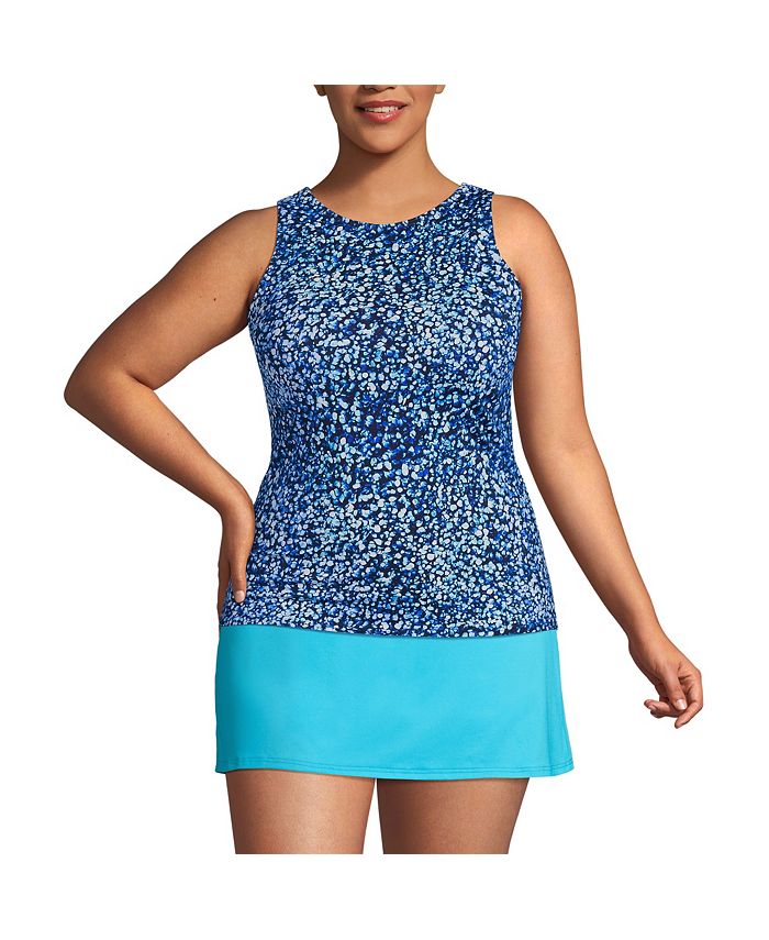 Lands' End Plus Size Long Chlorine Resistant High Neck UPF 50 Modest