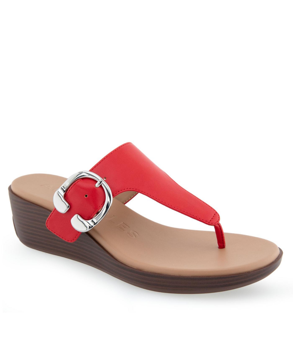 Shop Aerosoles Women's Izola Wedge Sandals In Racing Red Polyurethane Leather
