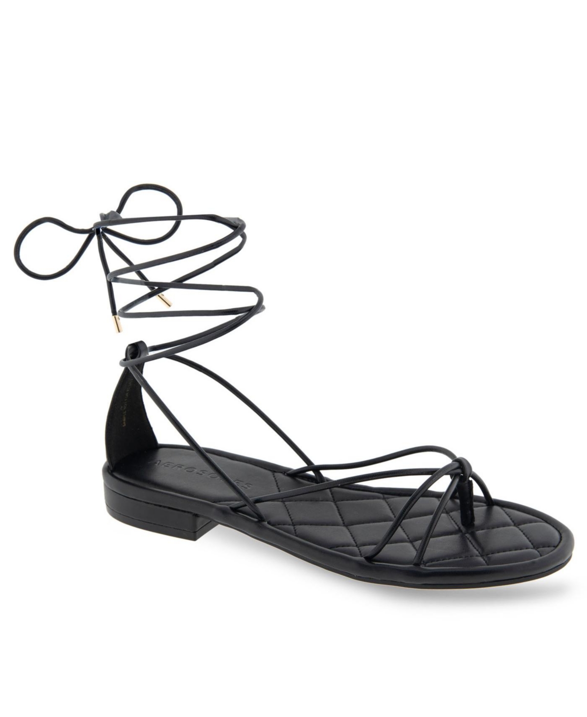 Shop Aerosoles Women's Jacky Strappy Sandals In Black Polyurethane
