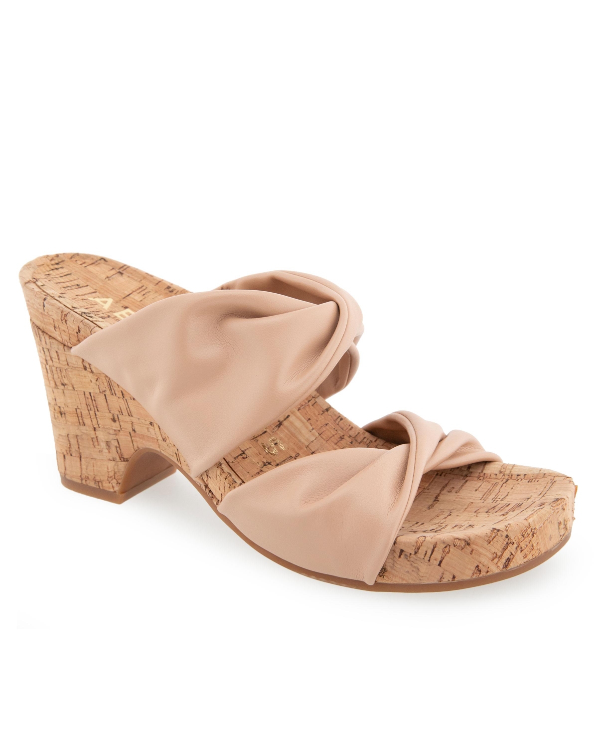 Shop Aerosoles Women's Mercer Wedge Sandals In Cipria Polyurethane