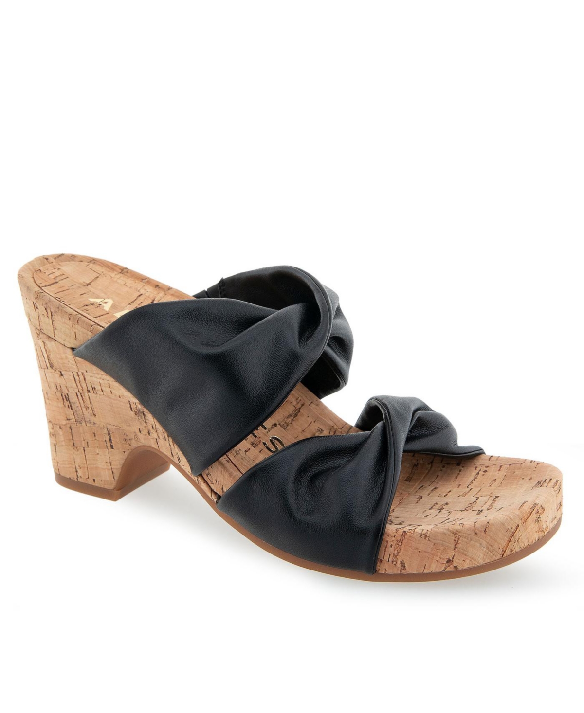 Shop Aerosoles Women's Mercer Wedge Sandals In Black Polyurethane