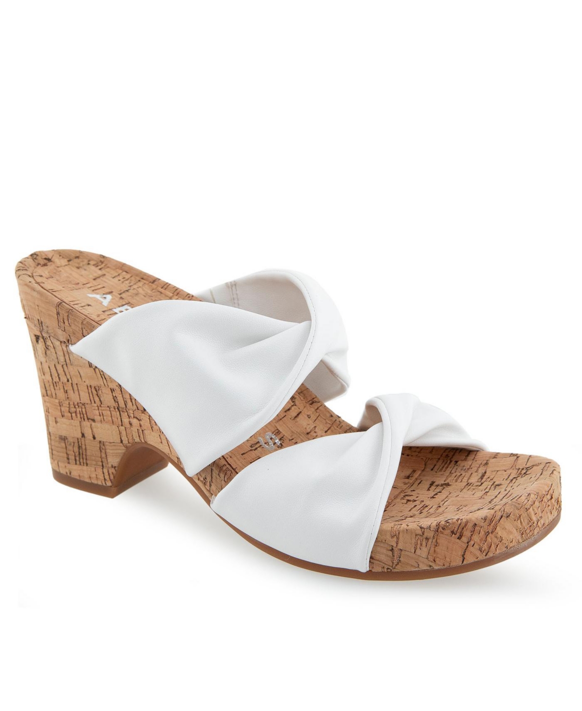 Shop Aerosoles Women's Mercer Wedge Sandals In White Polyurethane