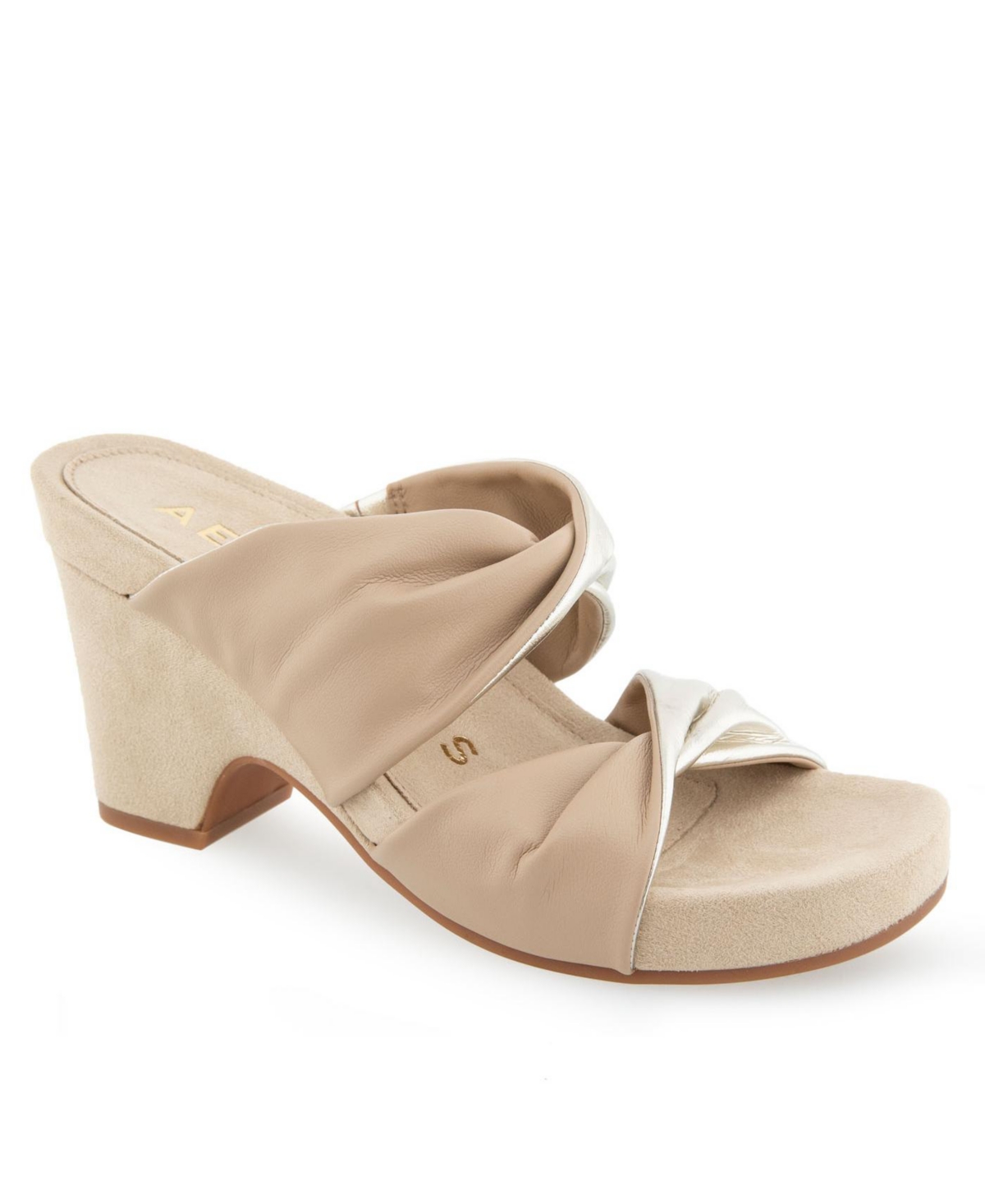 Shop Aerosoles Women's Mercer Wedge Sandals In Pale Khaki Polyurethane