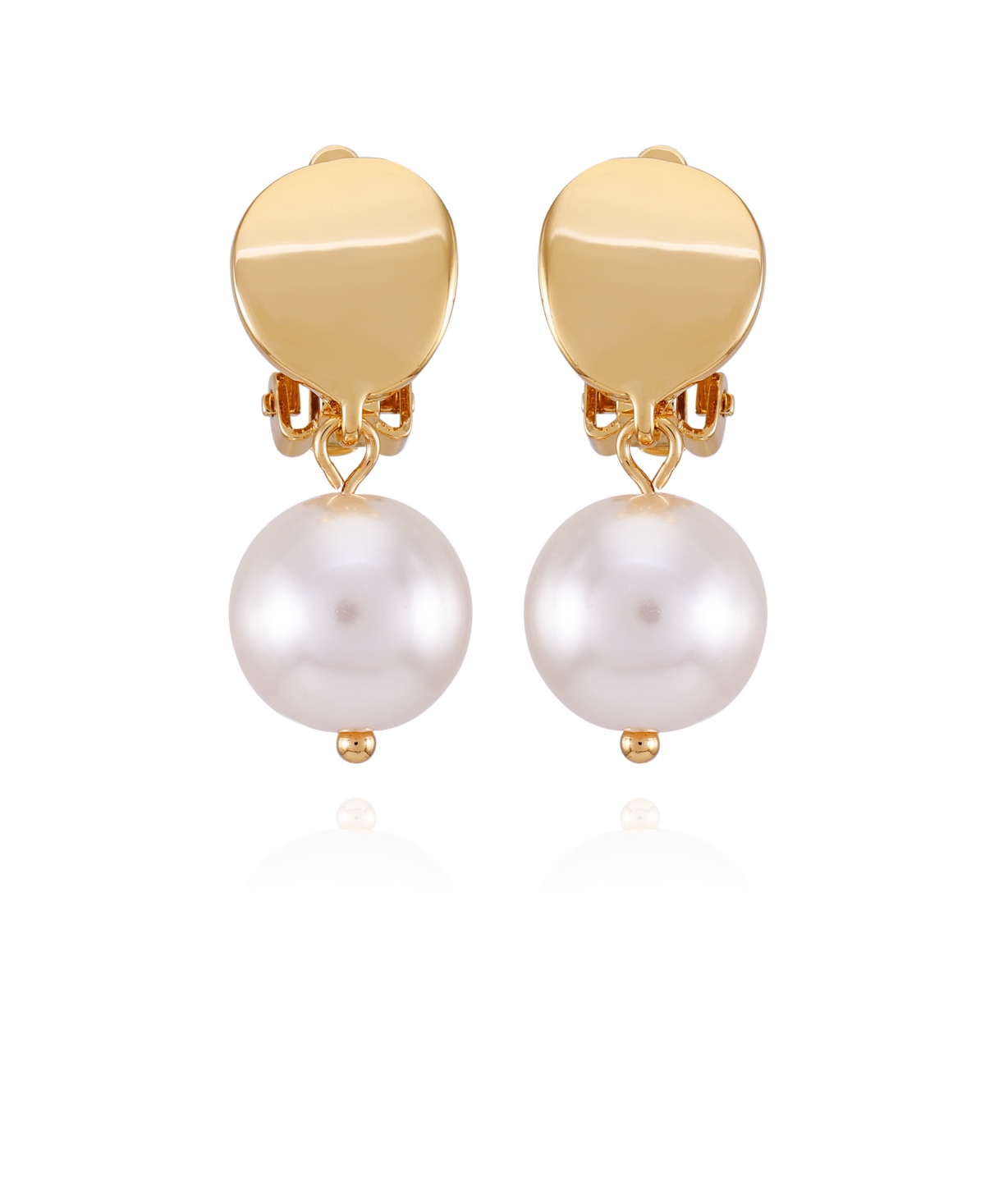 Gold-Tone Imitation Pearls Drop Clip On Earrings - Gold