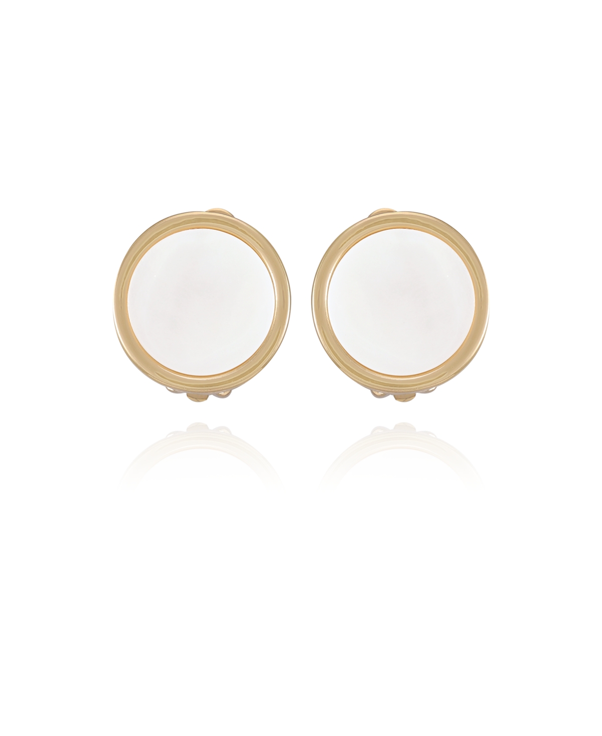 Shop T Tahari Gold-tone Circle Dime Clip On Button Earrings