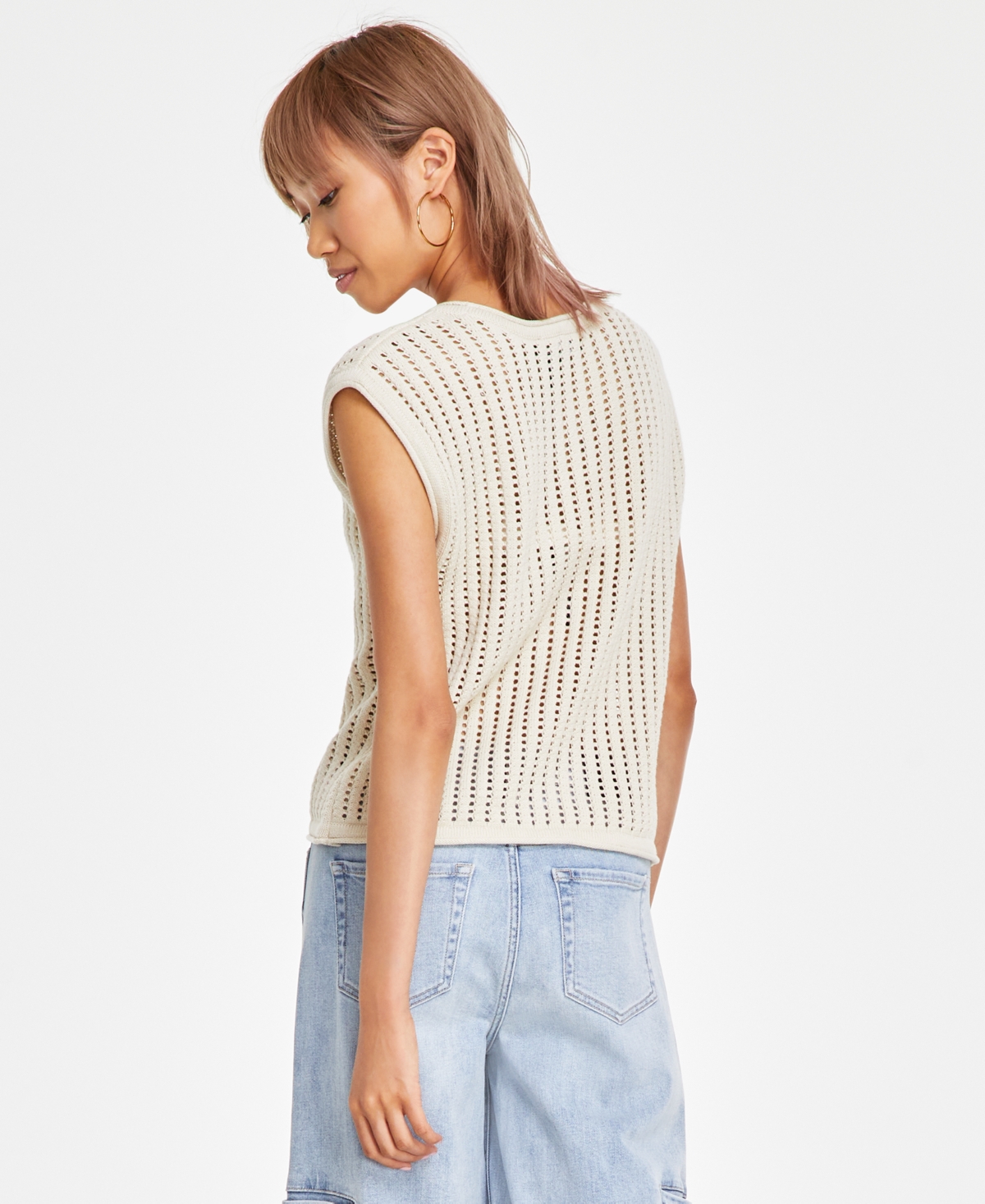 Dkny Jeans Women's Ribbed Sleeveless Sweater Vest
