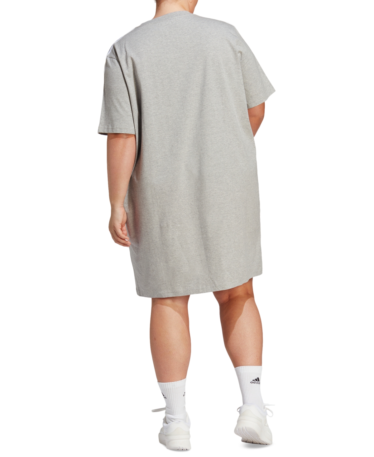 adidas Plus Size Essentials 3-Stripes Boyfriend T-Shirt Dress - White