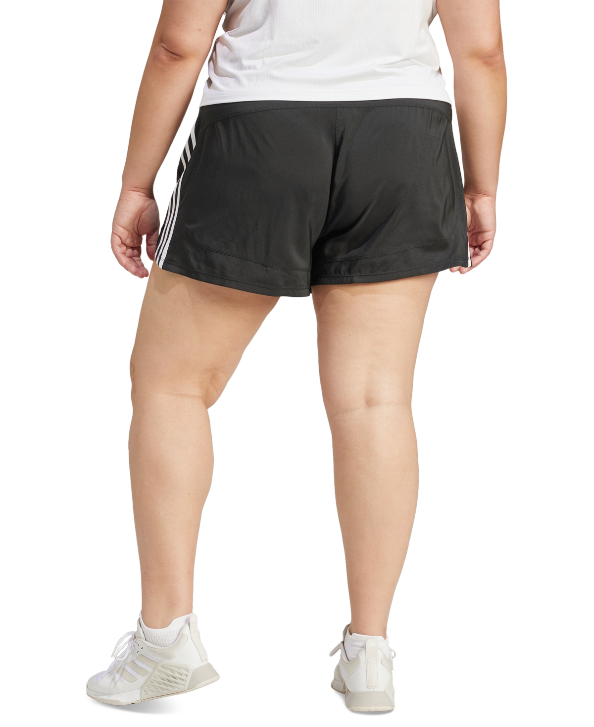Shop Adidas Originals Plus Size Pacer Training 3-stripes Woven High-rise Shorts In Black,whit