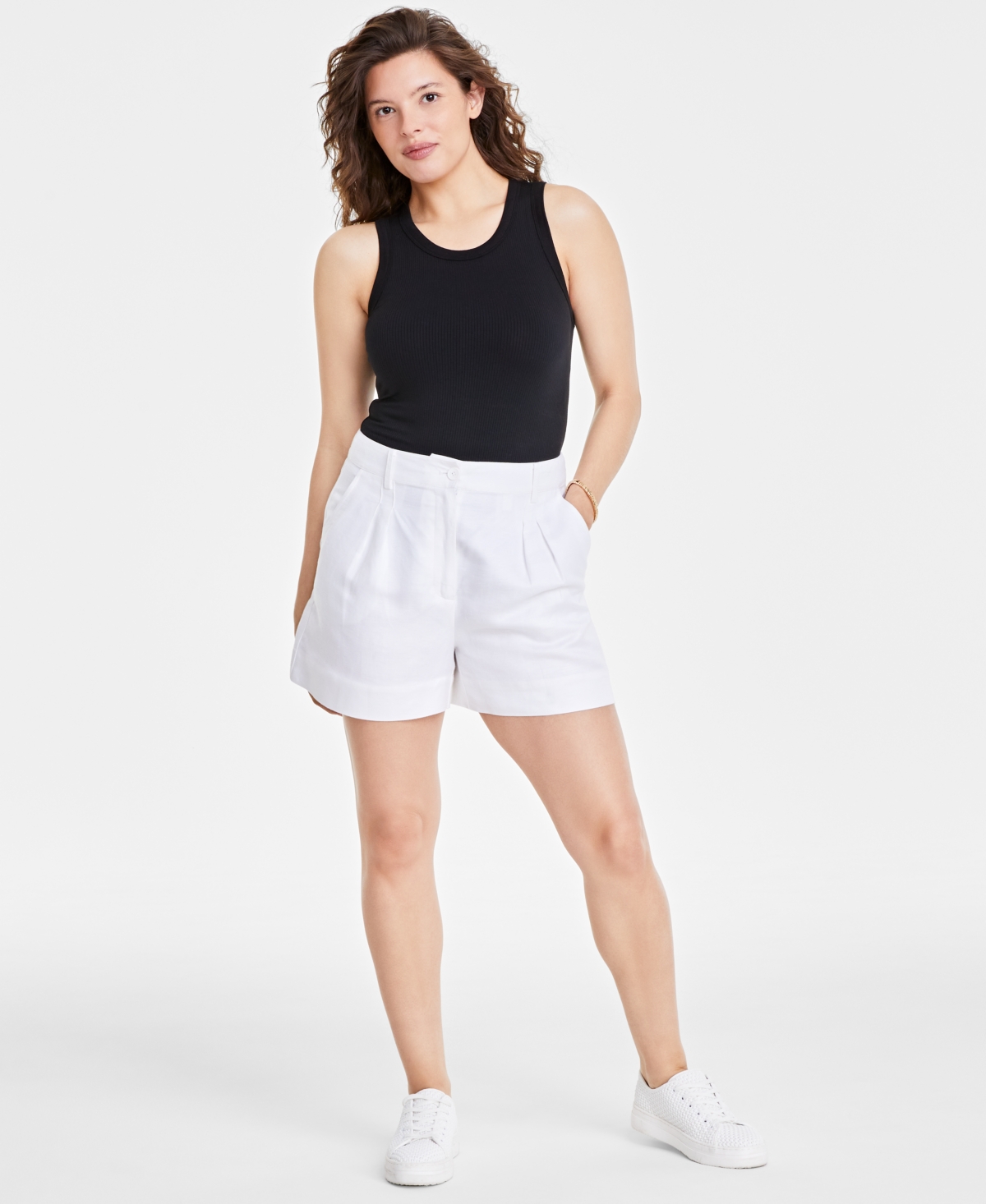 Women's High-Rise Tailored Shorts, Created for Macy's - Penny Coral