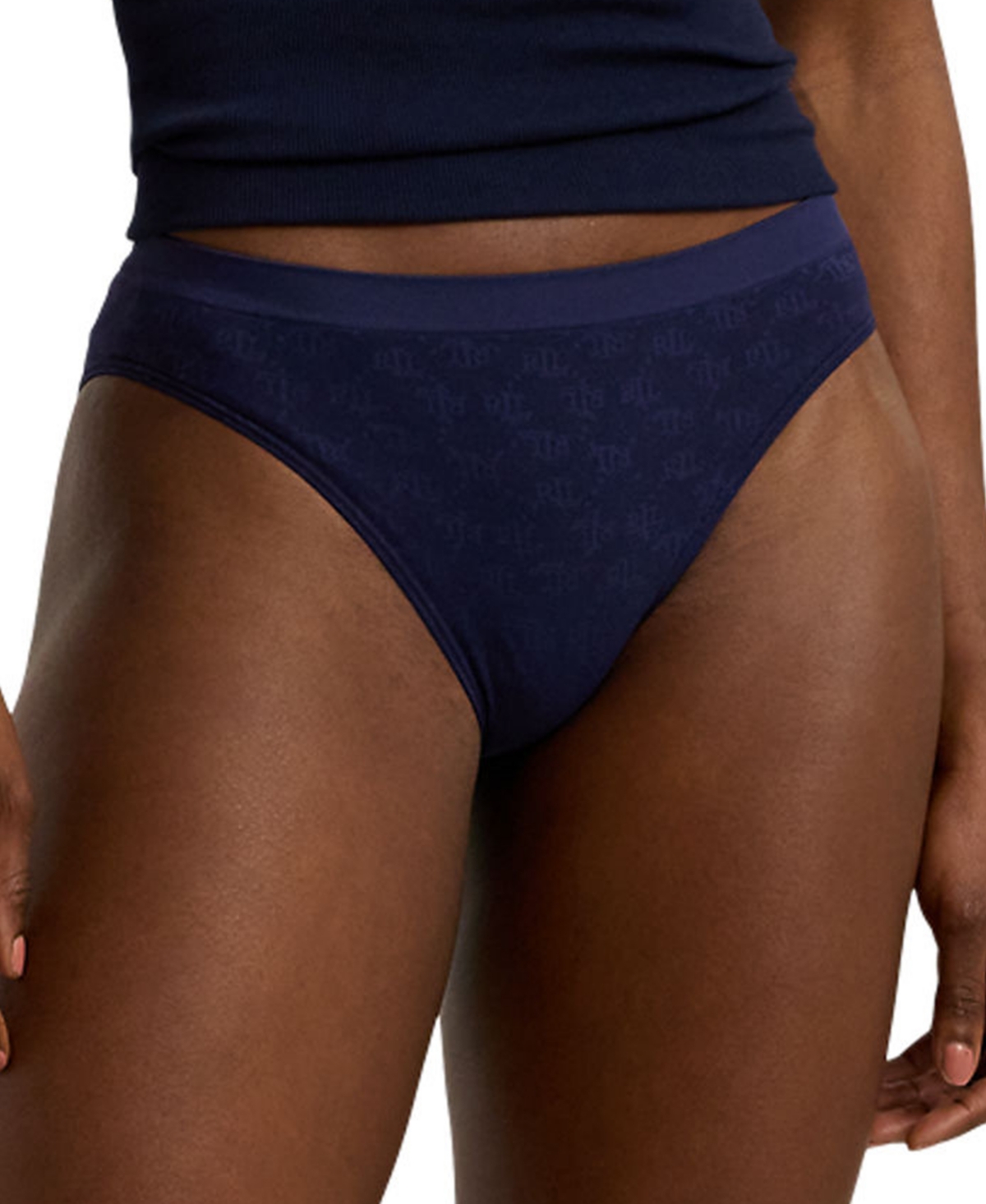 Shop Lauren Ralph Lauren Women's Monogram Mesh Jacquard Bikini Brief Underwear 4l0048 In Light Truffle