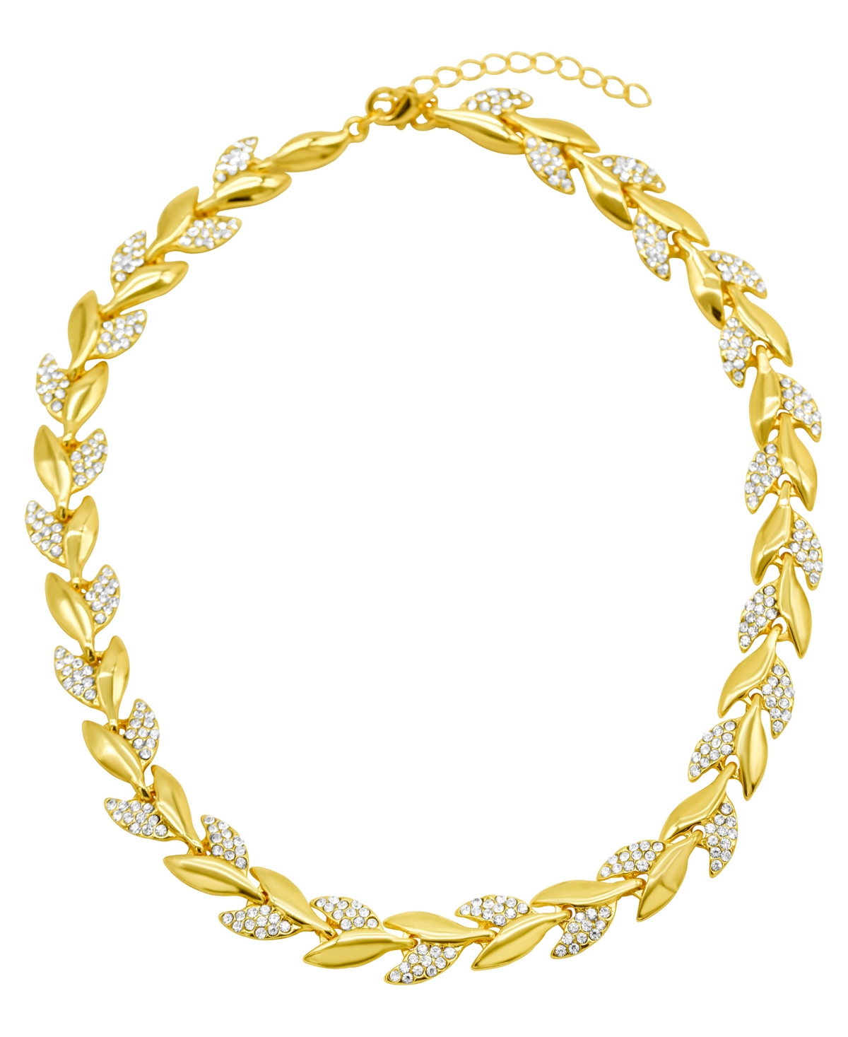 14K Gold-Plated Crystal Leaf Necklace - Gold