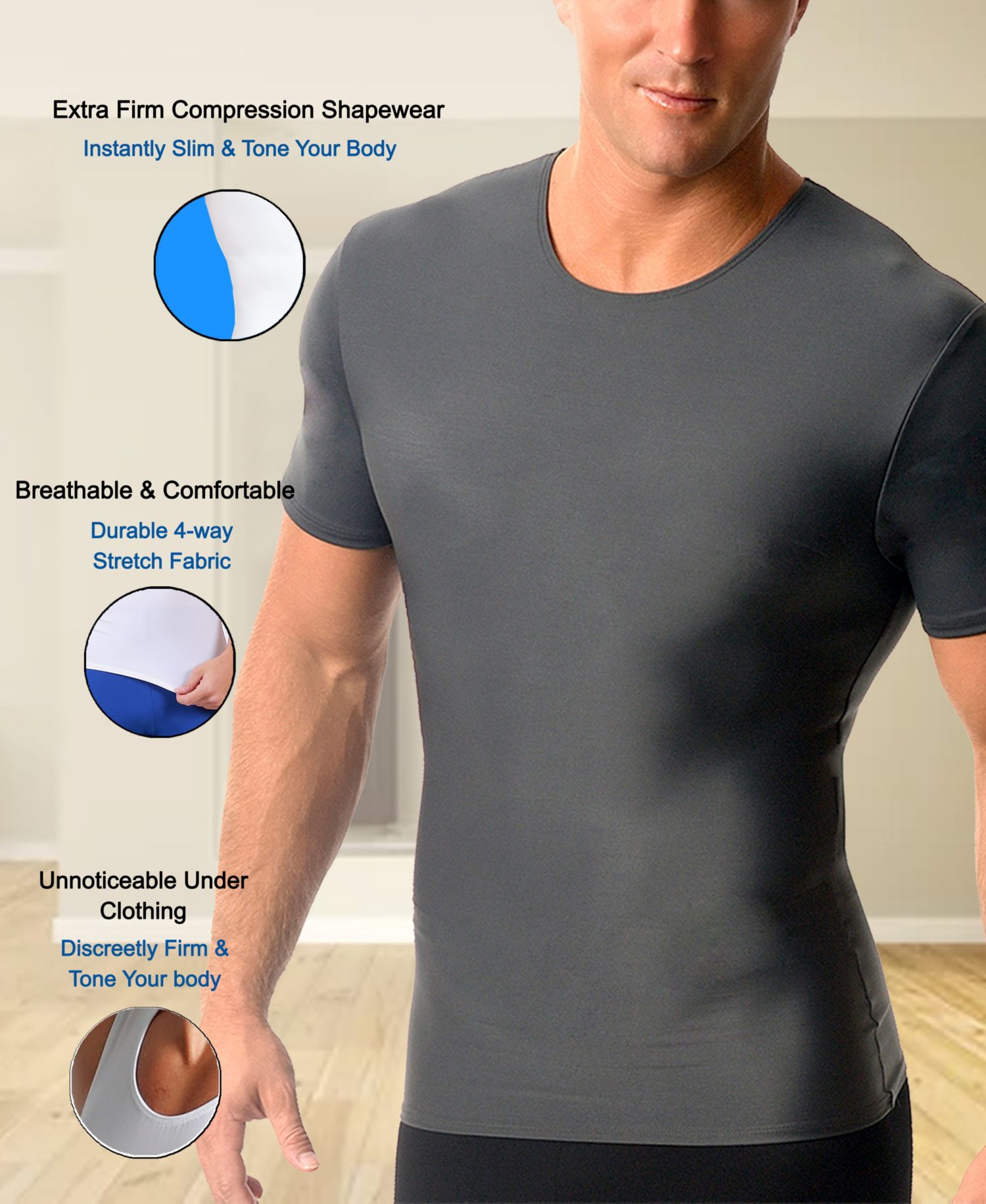 Men's Big & Tall Compression Activewear Short Sleeve Crewneck T-shirt