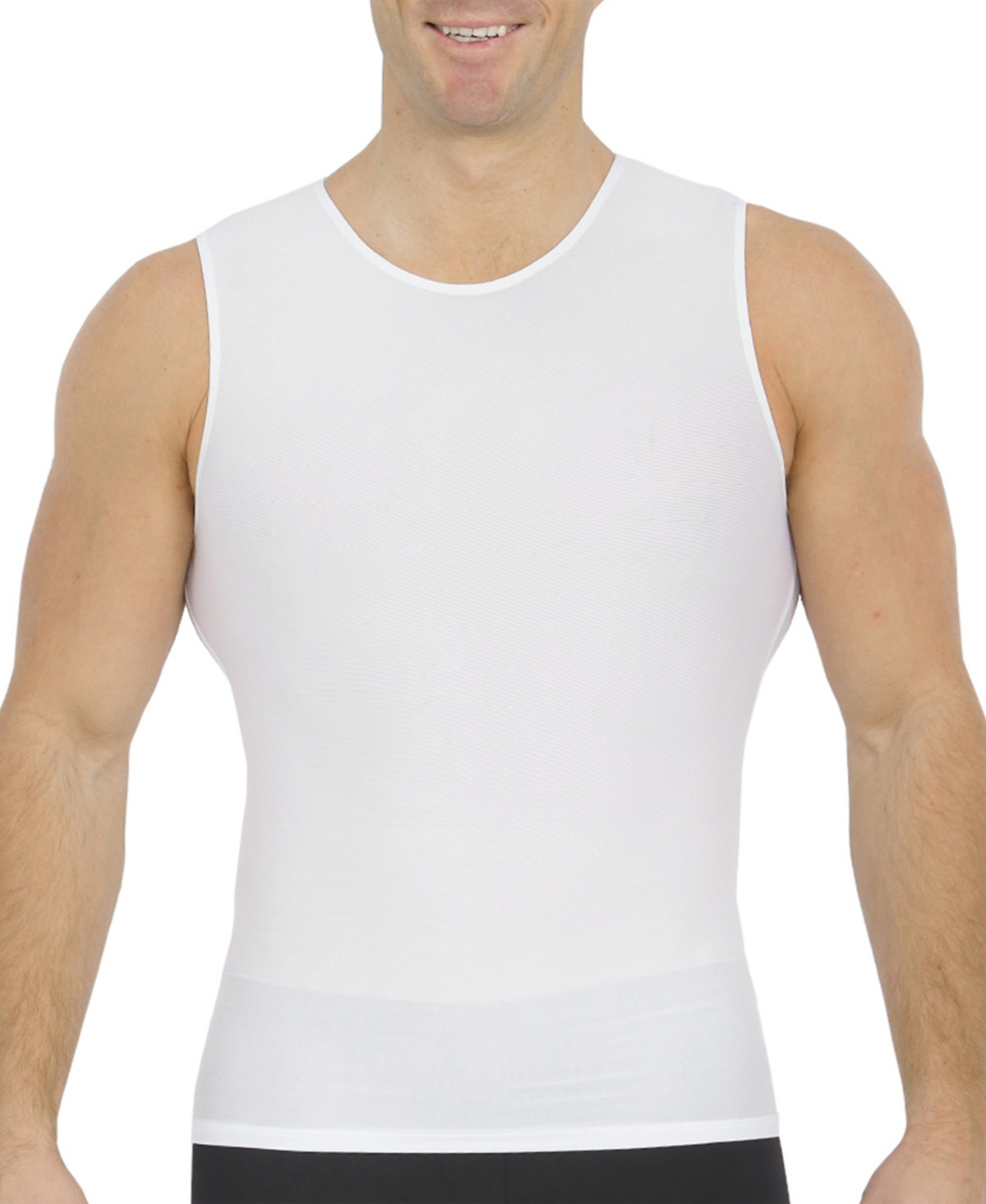 Men's Big & Tall Power Mesh Compression Sleeveless Crewneck Shirt - White