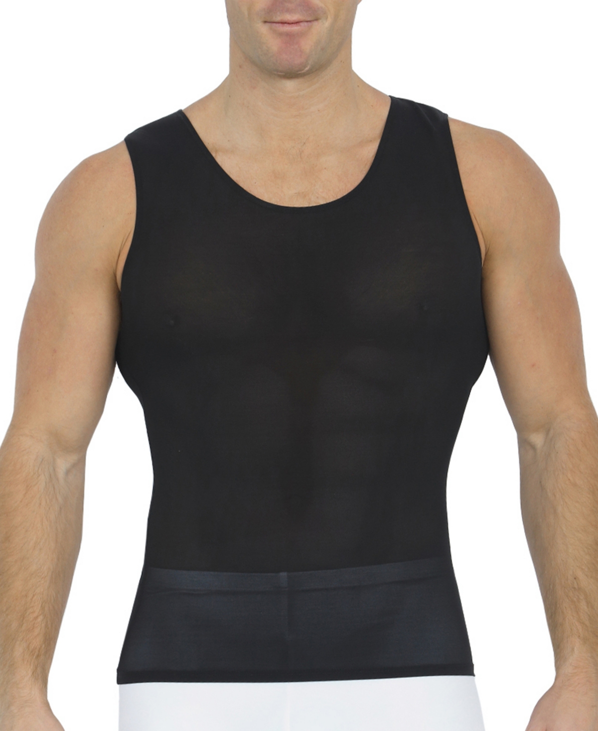 Men's Big & Tall Power Mesh Compression Muscle Tank Top - White