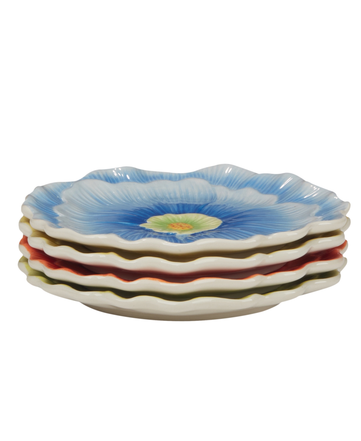 Certified International Blossom Set of 4 3-d Floral Dessert Plates