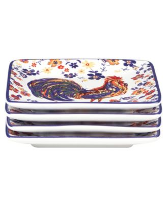 Morning Rooster Set of 4 Canape Plates