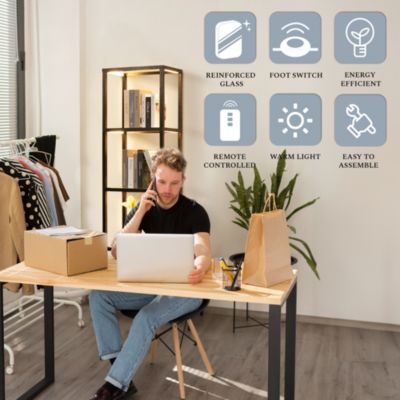 Fantasy Plus - Glass Display Shelf Floor Lamp with Fully Dimmable LED, Remote Control