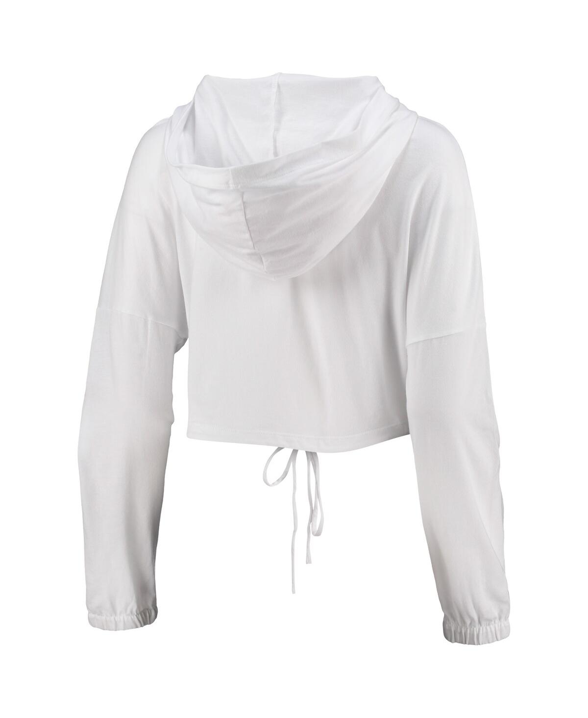 Shop Summit Sportswear Women's White Clemson Tigers Poppy Cinched Cropped Hoodie Long Sleeve T-shirt