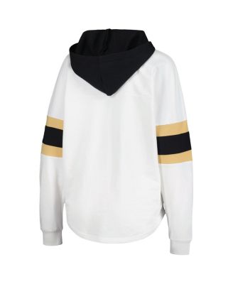 Women's White, Black Vegas Golden Knights Goal Zone Long Sleeve Lace-Up Hoodie T-shirt