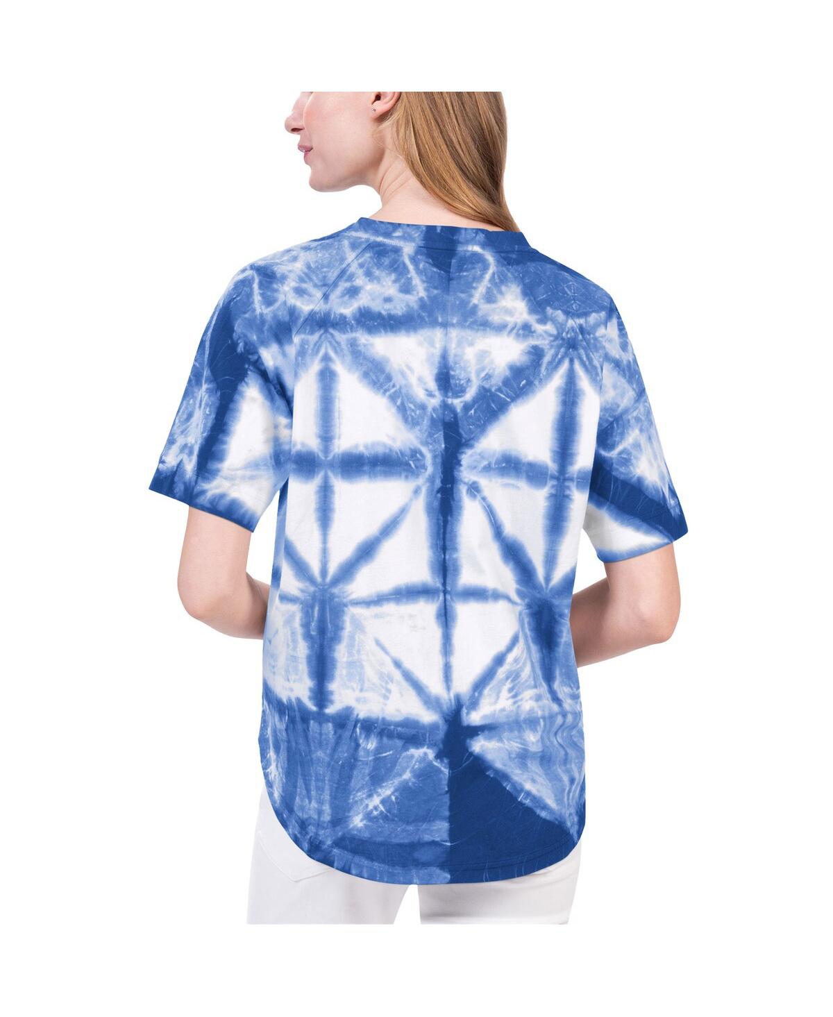 Women's G-iii 4Her by Carl BanksPhiladelphia 76ers Tournament Raglan Oversized Tie-Dye V-Neck T-shirt - Royal