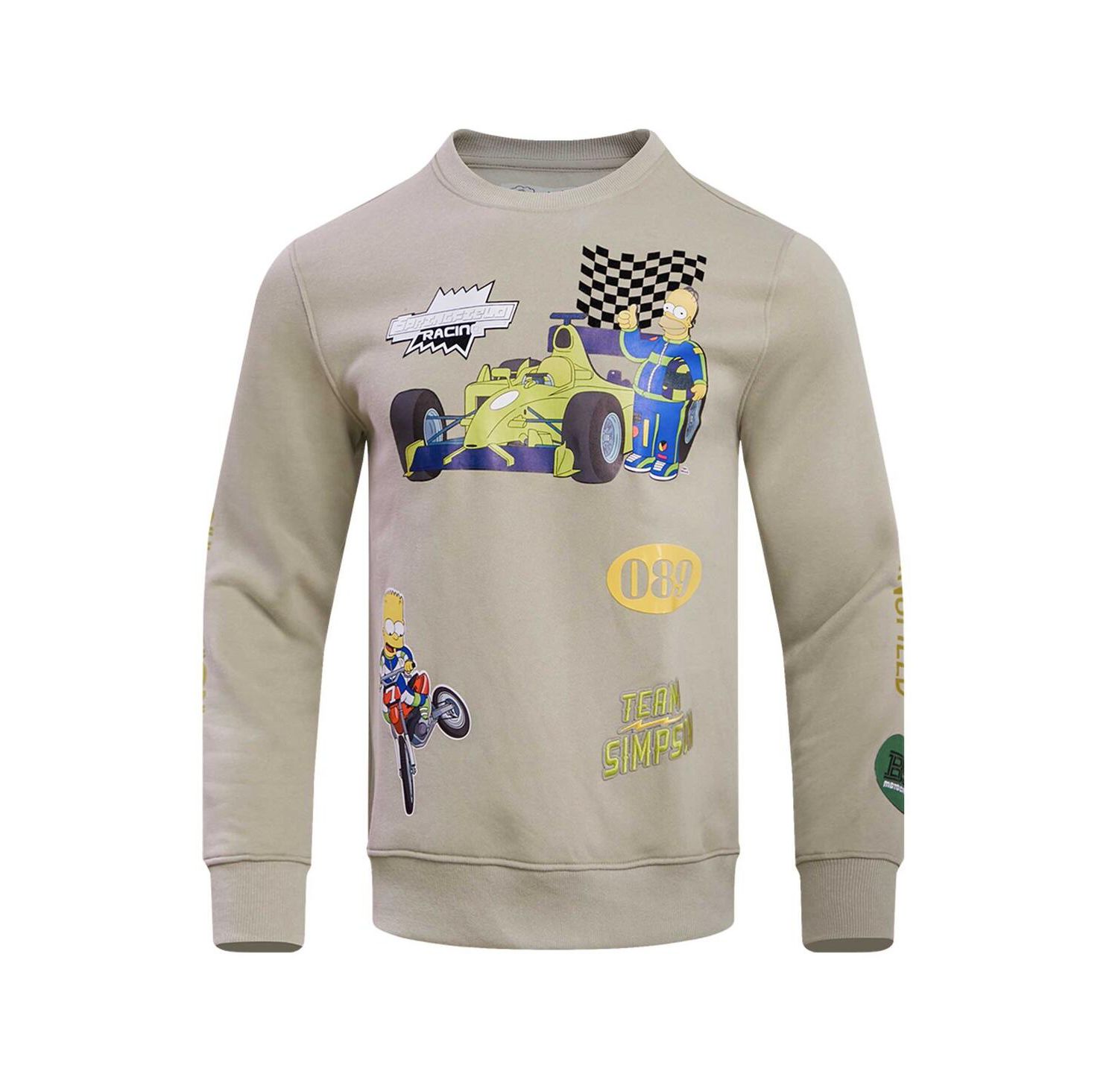 Men's and Women's Khaki The Simpsons Racing Simpsons Pullover Sweatshirt