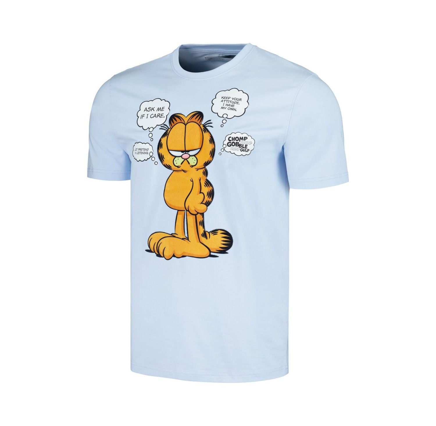 Men's and Women's Light Blue Garfield Ask Me If I Care T-shirt