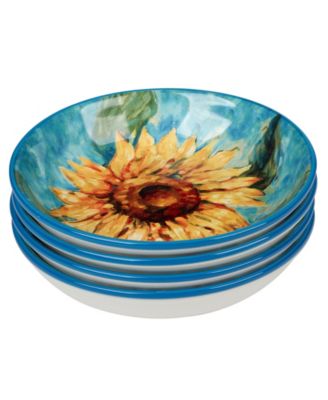Golden Sunflowers Set of 4 Soup Bowls