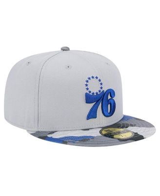 Men's Gray Philadelphia 76ers Active Color Camo Visor 59FIFTY Fitted Hat