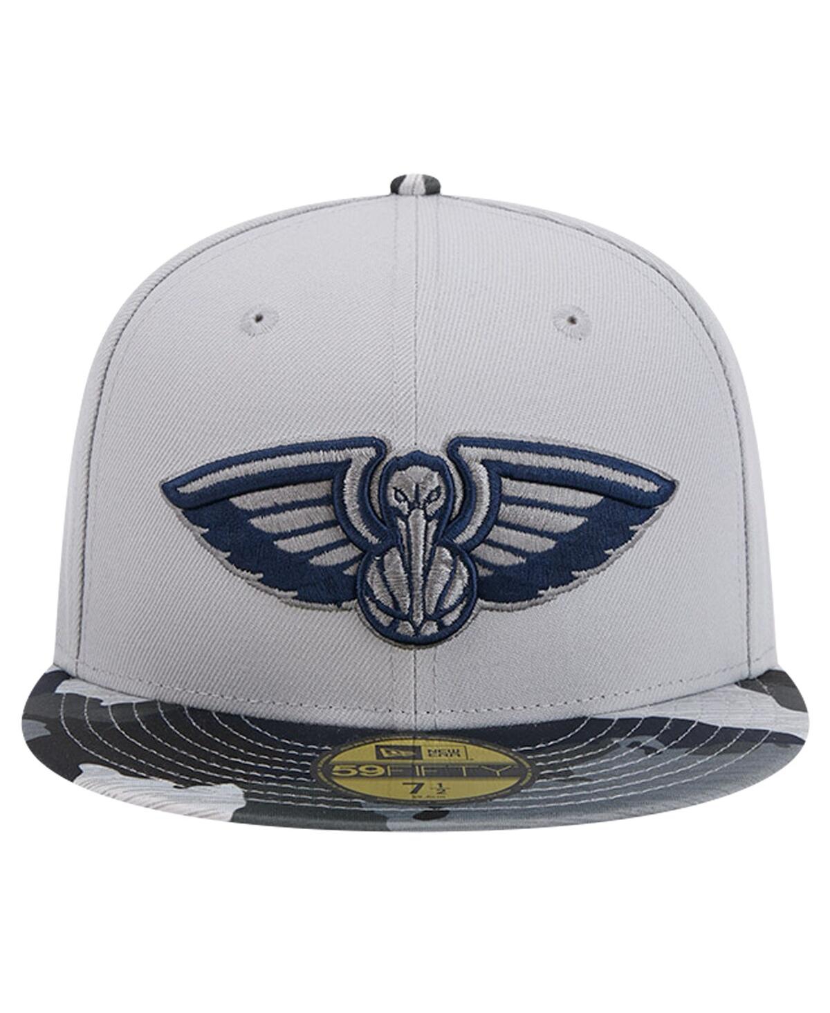 Men's New EraNew Orleans Pelicans Active Color Camo Visor 59FIFTY Fitted Hat - Gray