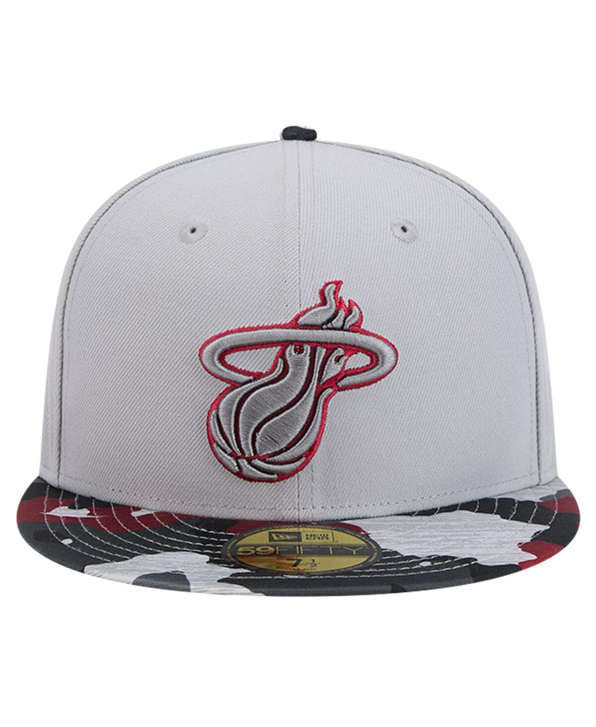 Men's New EraMiami Heat Active Color Camo Visor 59FIFTY Fitted Hat - Gray