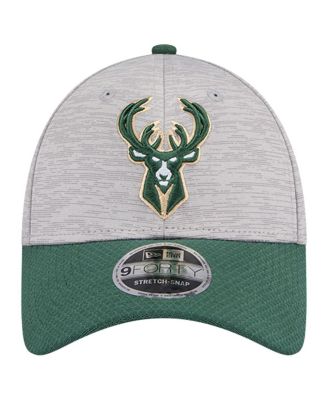 Men's Heather Gray, Hunter Green Milwaukee Bucks Active Digi-Tech Two-Tone 9FORTY Adjustable Hat