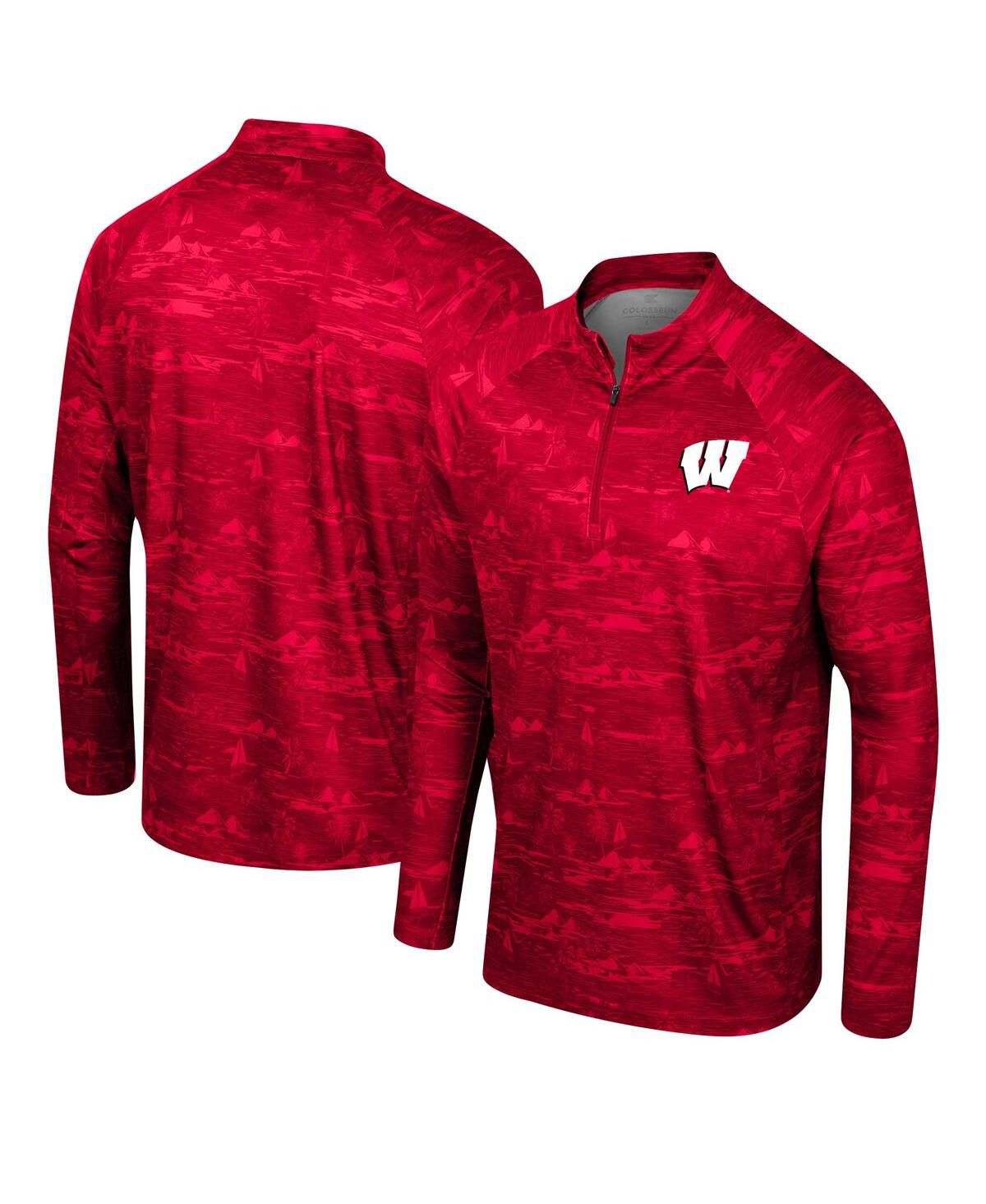 Мужская красная куртка Wisconsin Badgers Carson Raglan с застежкой на четверть молнии