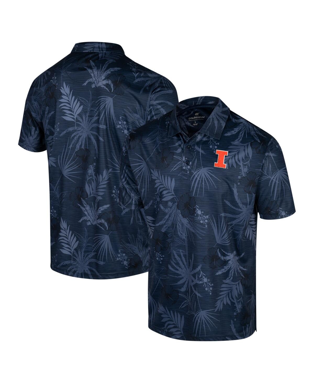 Men's Colosseum Navy Illinois Fighting Illini Big and Tall Palms Polo Shirt - Navy