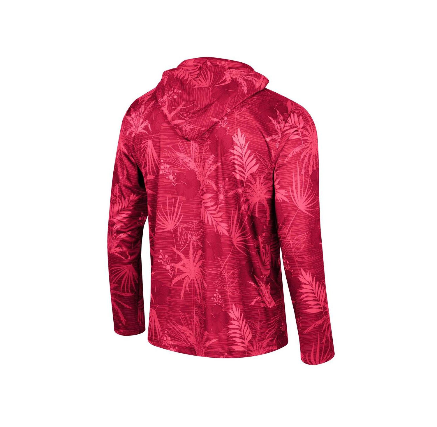 Men's Crimson Washington State Cougars Palms Printed Lightweight Quarter-Zip Hooded Top