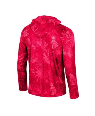 Men's Red Wisconsin Badgers Palms Printed Lightweight Quarter-Zip Hooded Top