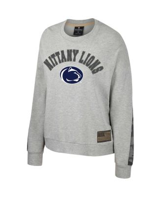 Women's Heather Gray Penn State Nittany Lions OHT Military-Inspired Appreciation Flag Rank Dolman Pullover Sweatshirt