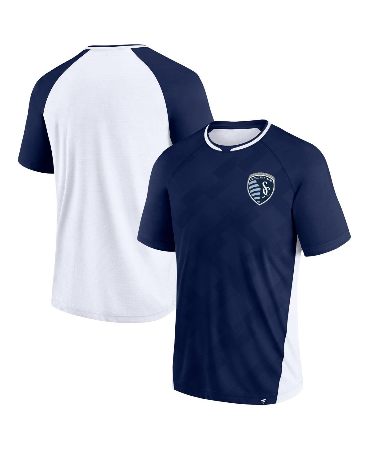 Shop Fanatics Men's  Navy Sporting Kansas City Attacker Raglan T-shirt