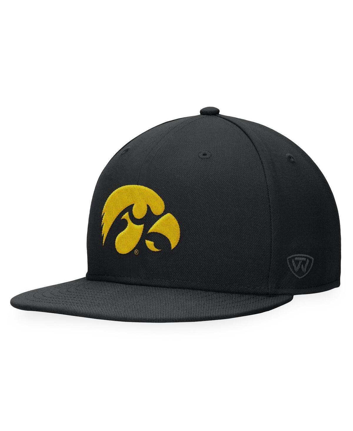 Men's Top of the World Black Iowa Hawkeyes Fitted Hat - Black