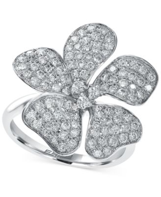 EFFY Collection - Diamond Flower Ring in 14k White Gold (1-1/10 ct. t.w.)