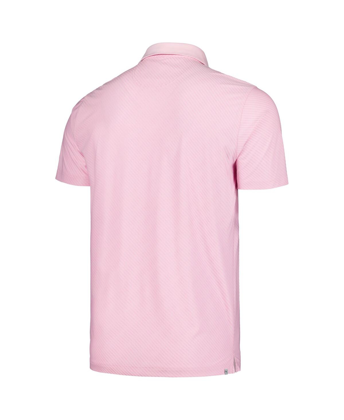 Shop Puma Men's  Pink Arnold Palmer Invitational Jacquard Stripe Mattr Polo Shirt