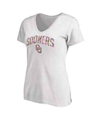 Women's White Oklahoma Sooners Floral Arched V-Neck T-shirt