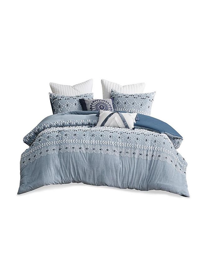 Gracie Mills Joseph Boho Chic Organic Cotton Chambray Duvet Cover Set