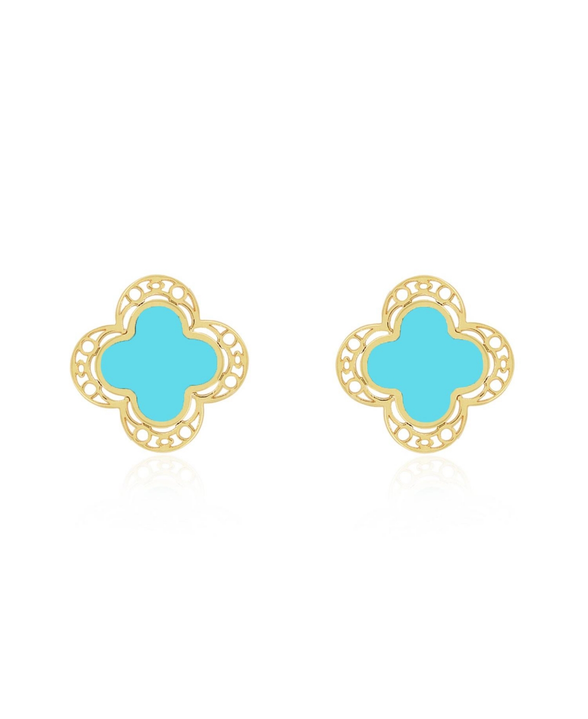 Turquoise Lace Clover Stud Earrings - Turquoise/aqua