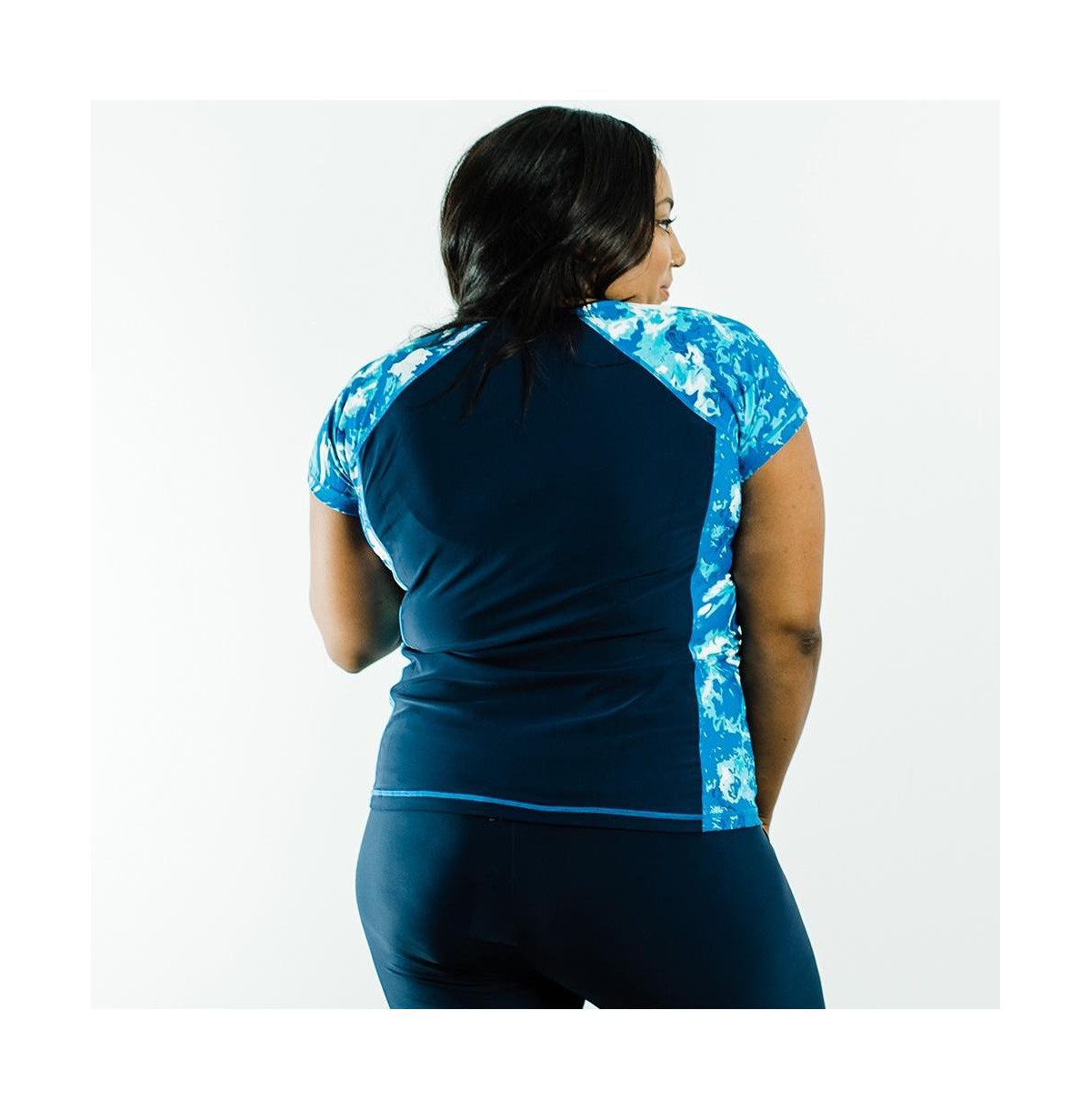 Calypsa Plus Size Loose Fit Adele Swim Top -tidal wave