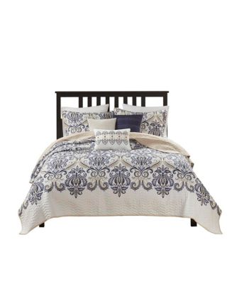 Gracie Mills 6 Piece Reversible Quilt Set with Throw Pillows Blue King/Cal  King, King/Cal King - Foods Co.