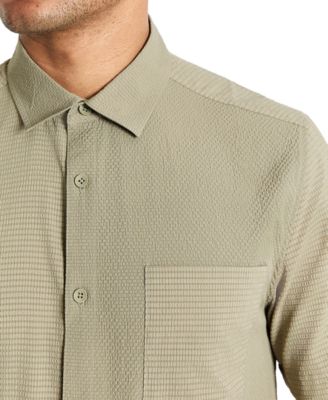 Men's Slim Fit Short-Sleeve Mixed Media Sport Shirt